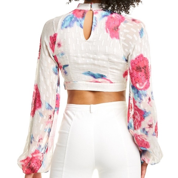 Rococo Sand | NWT Pink and White Bayu Crop Top Size Small - Picture 2 of 2